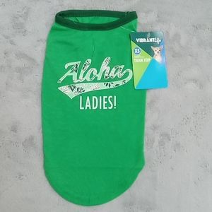 *Final Price* NWT XS Dog Aloha Ladies! Green and White Summer Hawaii Tank Top